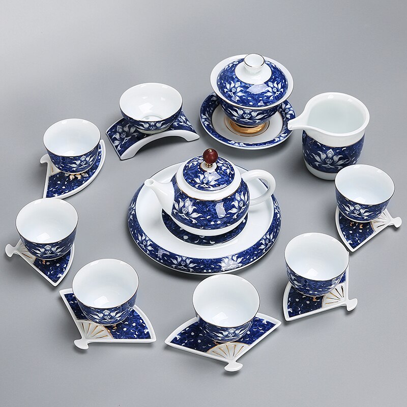Ķ  ڱ Ǫ  Ʈ drinkware :   tureen infuser ٰȸ ̿ϰ  Ʈ/Blue and white porcelain kung fu Tea Set drinkware: tea cup tureen infuser  tea